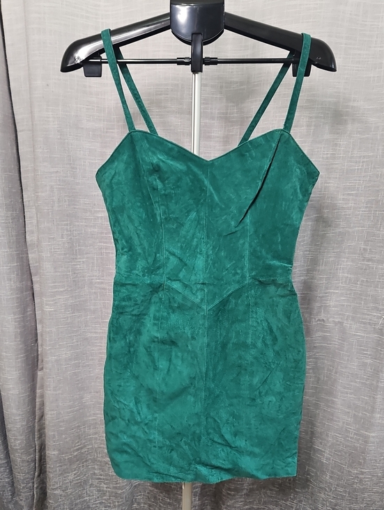 Wilsons Leather Dresses & Skirts - Vintage Wilsons Leather Teal Green Suede Asymmetrical Mini Dress